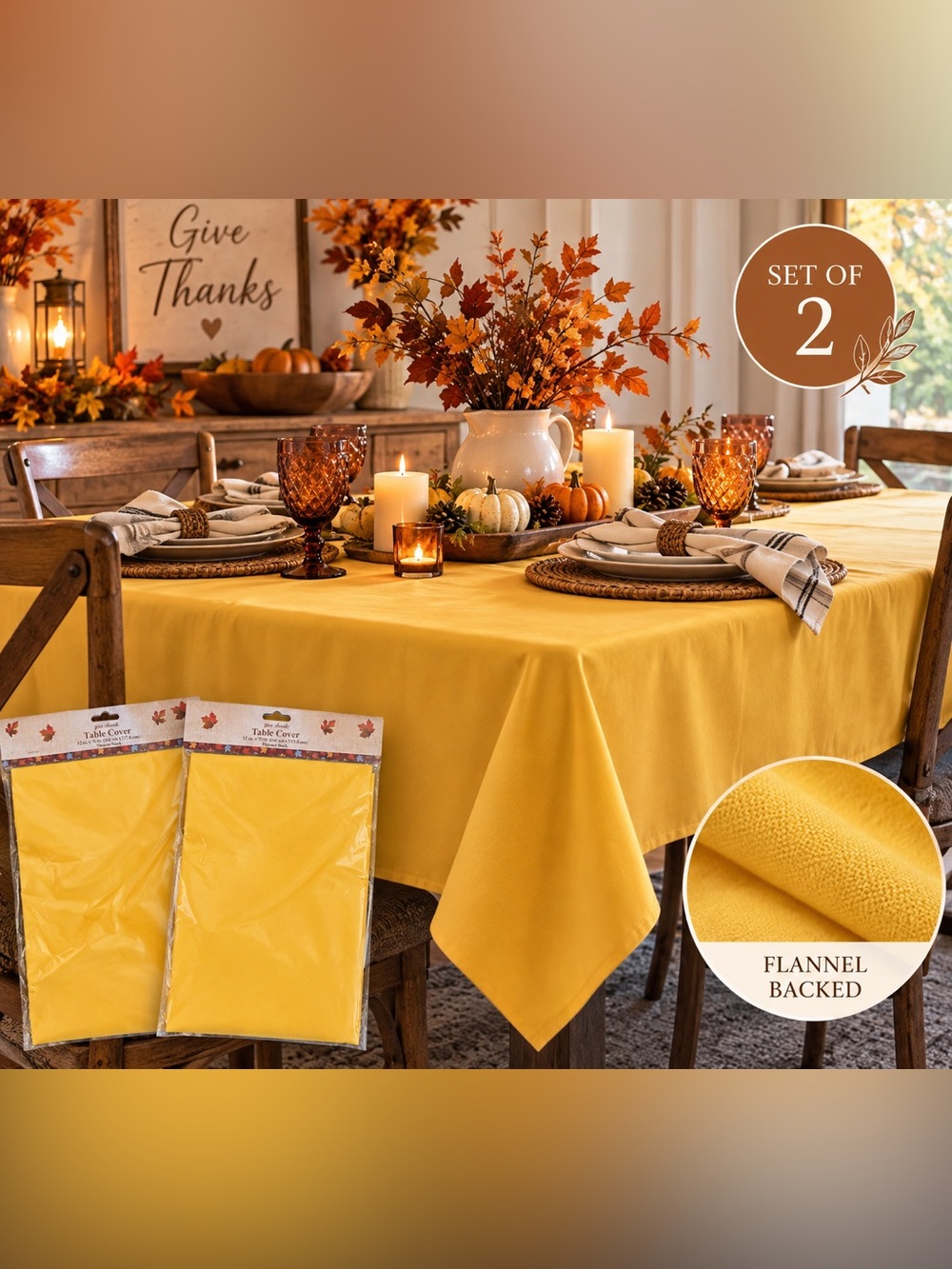 Yellow Polyester Tablecloth - Elegant Solid Dining Table Cover